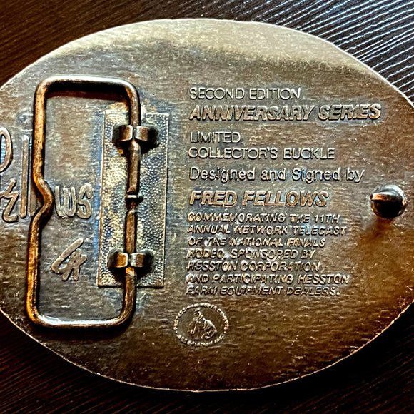 Vintage 1984 Hesston National Finals Rodeo Belt Buckle by Fred Fellows - Picture 2 of 3